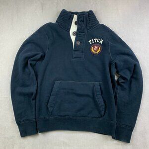 Vtg Abercrombie & Fitch Mens Sweater Medium Navy Blue Button Patch Pouch Muscle